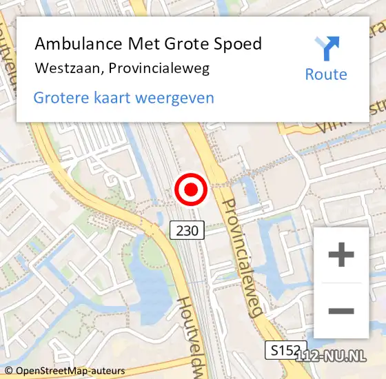 Locatie op kaart van de 112 melding: Ambulance Met Grote Spoed Naar Westzaan, Provincialeweg op 7 november 2017 09:29