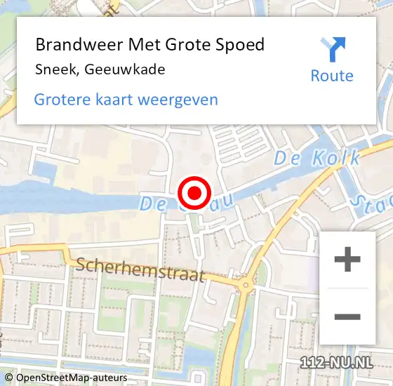 Locatie op kaart van de 112 melding: Brandweer Met Grote Spoed Naar Sneek, Geeuwkade op 7 november 2017 09:48