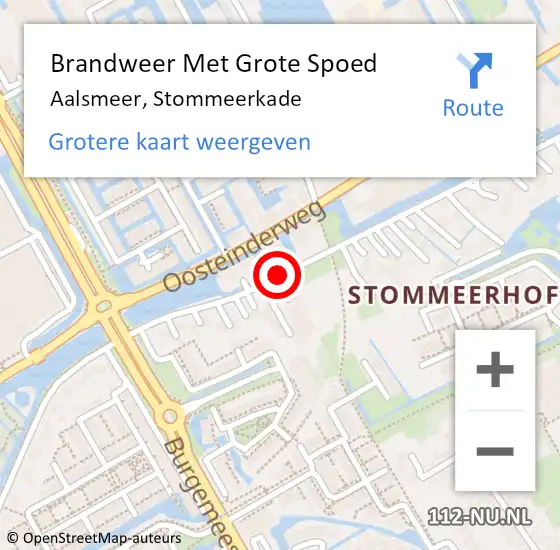 Locatie op kaart van de 112 melding: Brandweer Met Grote Spoed Naar Aalsmeer, Stommeerkade op 7 november 2017 10:28