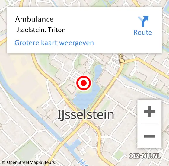 Locatie op kaart van de 112 melding: Ambulance IJsselstein, Triton op 7 november 2017 10:42