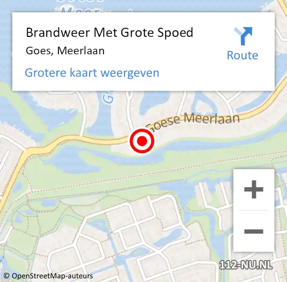 Locatie op kaart van de 112 melding: Brandweer Met Grote Spoed Naar Goes, Meerlaan op 7 november 2017 12:10