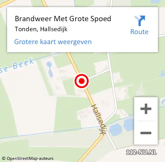 Locatie op kaart van de 112 melding: Brandweer Met Grote Spoed Naar Tonden, Hallsedijk op 7 november 2017 12:27