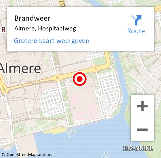 Locatie op kaart van de 112 melding: Brandweer Almere, Hospitaalweg op 7 november 2017 13:09