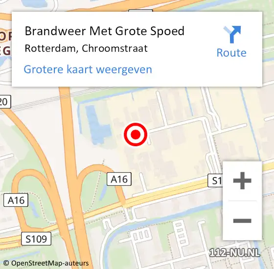 Locatie op kaart van de 112 melding: Brandweer Met Grote Spoed Naar Rotterdam, Chroomstraat op 7 november 2017 13:52