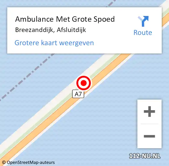 Locatie op kaart van de 112 melding: Ambulance Met Grote Spoed Naar Kornwerderzand, Afsluitdijk op 7 november 2017 14:11