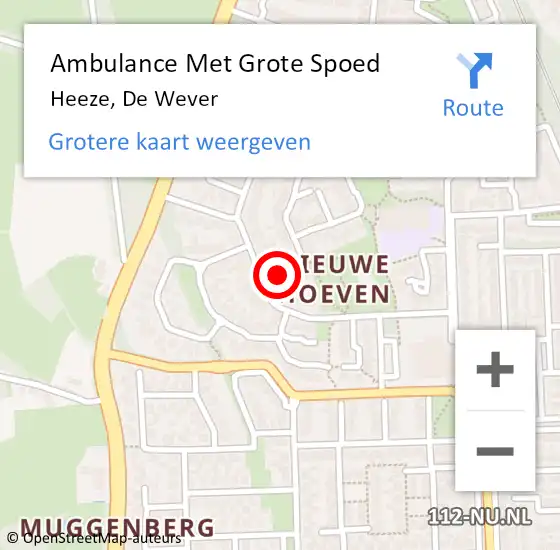 Locatie op kaart van de 112 melding: Ambulance Met Grote Spoed Naar Heeze, De Wever op 7 november 2017 14:17