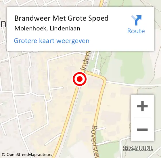 Locatie op kaart van de 112 melding: Brandweer Met Grote Spoed Naar Molenhoek, Lindenlaan op 7 november 2017 14:19