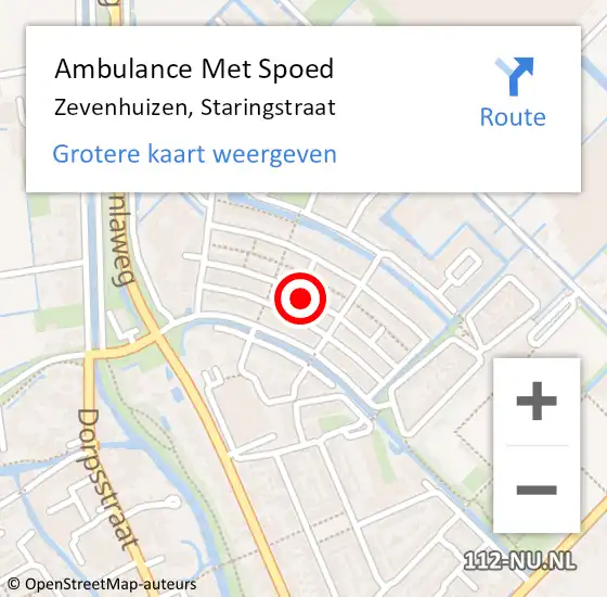 Locatie op kaart van de 112 melding: Ambulance Met Spoed Naar Zevenhuizen, Staringstraat op 7 november 2017 14:32