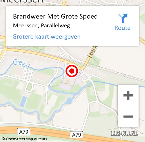 Locatie op kaart van de 112 melding: Brandweer Met Grote Spoed Naar Meerssen, Parallelweg op 7 november 2017 14:57