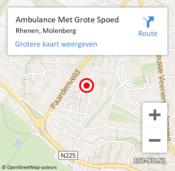 Locatie op kaart van de 112 melding: Ambulance Met Grote Spoed Naar Rhenen, Molenberg op 7 november 2017 15:17