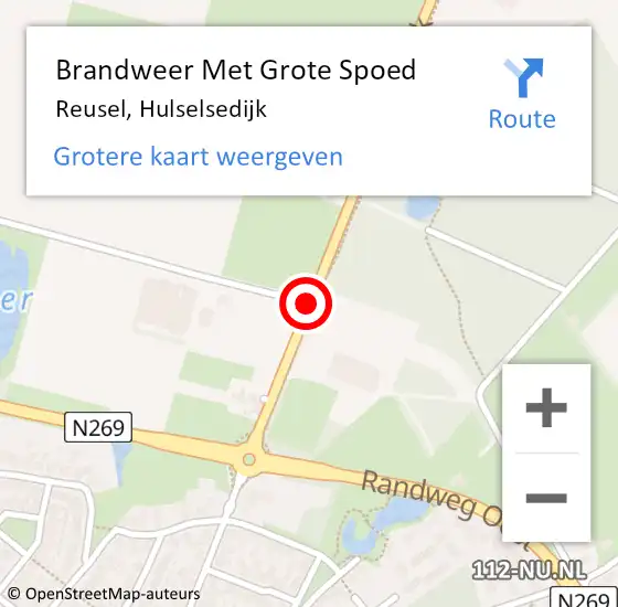 Locatie op kaart van de 112 melding: Brandweer Met Grote Spoed Naar Reusel, Hulselsedijk op 7 november 2017 15:27