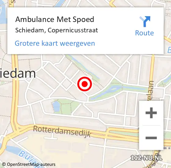 Locatie op kaart van de 112 melding: Ambulance Met Spoed Naar Schiedam, Copernicusstraat op 7 november 2017 16:08