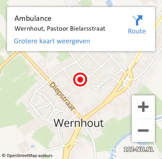 Locatie op kaart van de 112 melding: Ambulance Wernhout, Pastoor Bielarsstraat op 7 november 2017 16:16