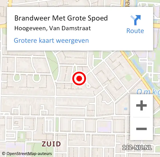 Locatie op kaart van de 112 melding: Brandweer Met Grote Spoed Naar Hoogeveen, Van Damstraat op 7 november 2017 17:06