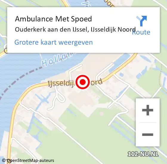 Locatie op kaart van de 112 melding: Ambulance Met Spoed Naar Ouderkerk aan den IJssel, IJsseldijk Noord op 7 november 2017 18:25