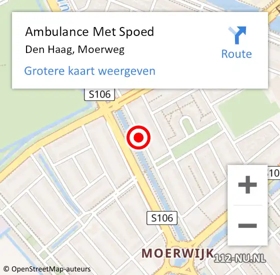Locatie op kaart van de 112 melding: Ambulance Met Spoed Naar Den Haag, Moerweg op 7 november 2017 19:08