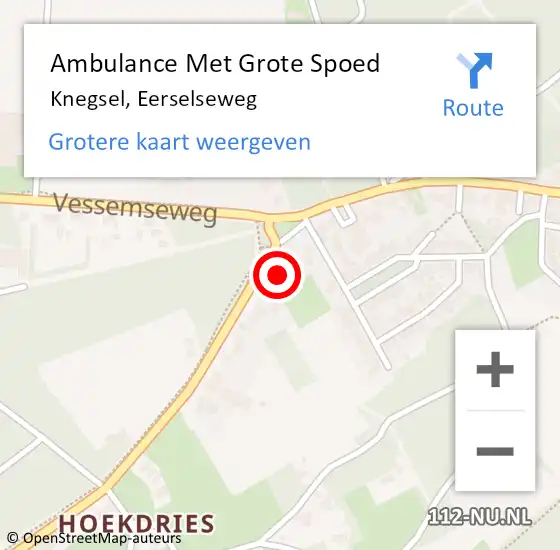 Locatie op kaart van de 112 melding: Ambulance Met Grote Spoed Naar Knegsel, Eerselseweg op 7 november 2017 19:27