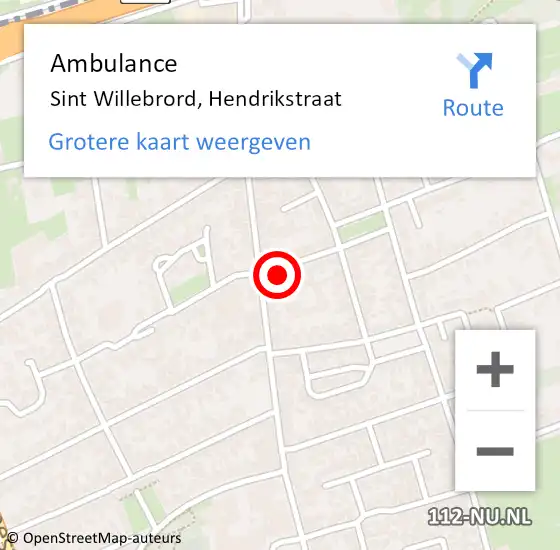 Locatie op kaart van de 112 melding: Ambulance Sint Willebrord, Hendrikstraat op 7 november 2017 19:49