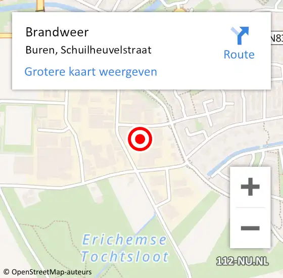 Locatie op kaart van de 112 melding: Brandweer Buren, Schuilheuvelstraat op 7 november 2017 20:26