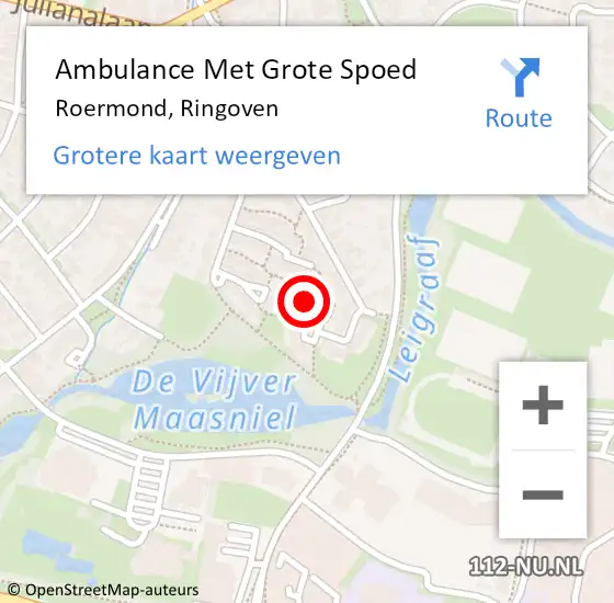 Locatie op kaart van de 112 melding: Ambulance Met Grote Spoed Naar Roermond, Ringoven op 7 november 2017 20:39