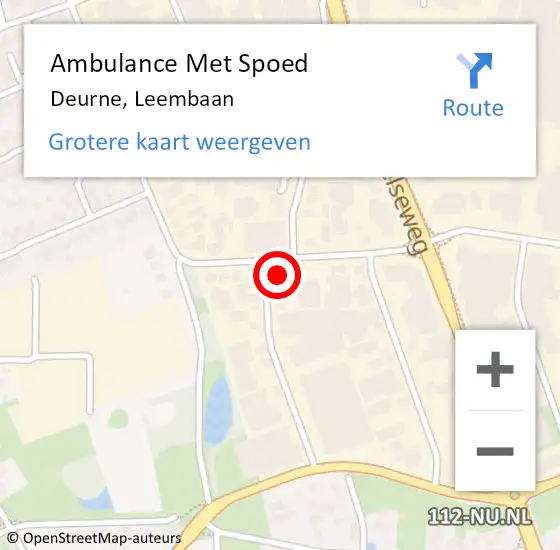 Locatie op kaart van de 112 melding: Ambulance Met Spoed Naar Deurne, Leembaan op 7 november 2017 21:33