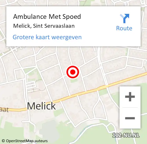 Locatie op kaart van de 112 melding: Ambulance Met Spoed Naar Melick, Sint Servaaslaan op 7 november 2017 22:18