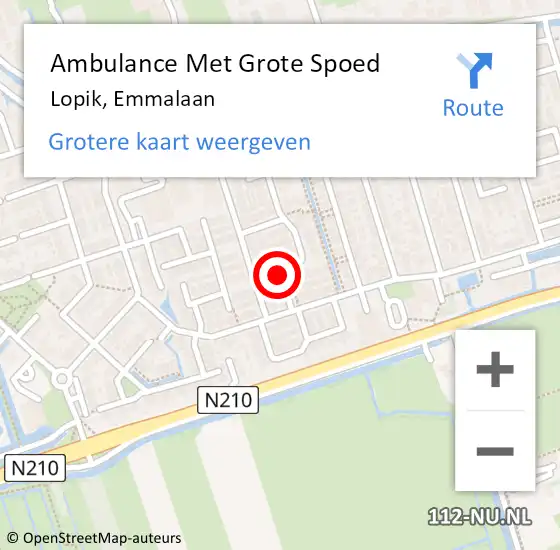 Locatie op kaart van de 112 melding: Ambulance Met Grote Spoed Naar Lopik, Emmalaan op 7 november 2017 23:16