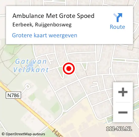 Locatie op kaart van de 112 melding: Ambulance Met Grote Spoed Naar Eerbeek, Ruijgenbosweg op 7 november 2017 23:58