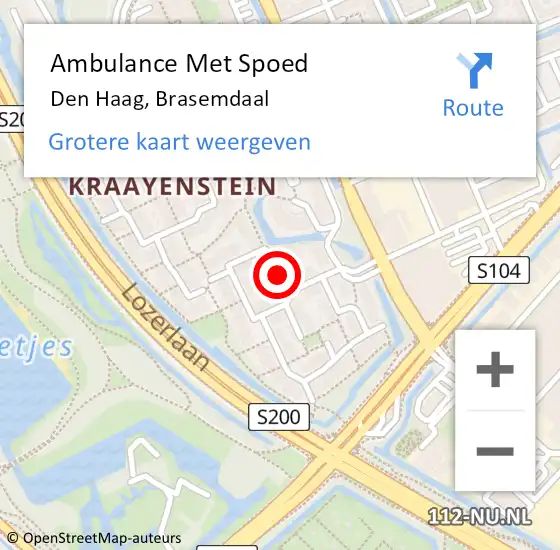 Locatie op kaart van de 112 melding: Ambulance Met Spoed Naar Den Haag, Brasemdaal op 8 november 2017 01:02