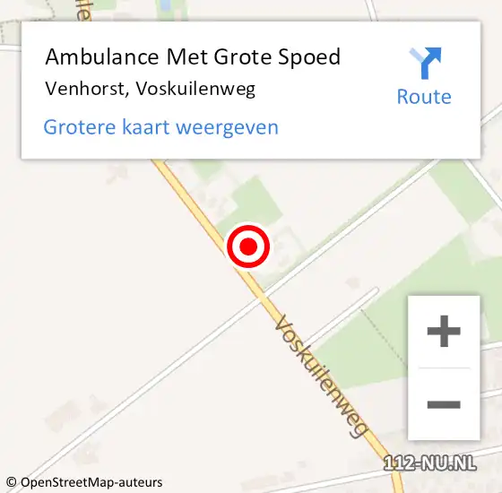 Locatie op kaart van de 112 melding: Ambulance Met Grote Spoed Naar Venhorst, Voskuilenweg op 8 november 2017 01:05