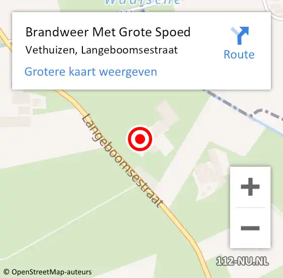 Locatie op kaart van de 112 melding: Brandweer Met Grote Spoed Naar Vethuizen, Langeboomsestraat op 8 november 2017 02:03