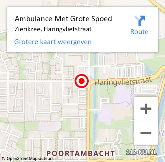 Locatie op kaart van de 112 melding: Ambulance Met Grote Spoed Naar Zierikzee, Haringvlietstraat op 8 november 2017 04:52