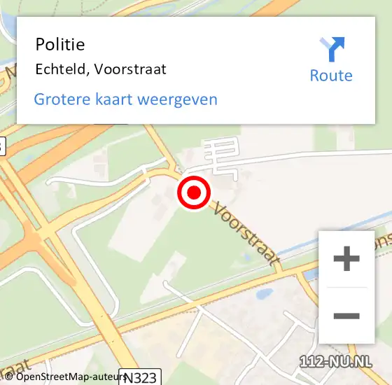 Locatie op kaart van de 112 melding: Politie Echteld, Voorstraat op 8 november 2017 05:08