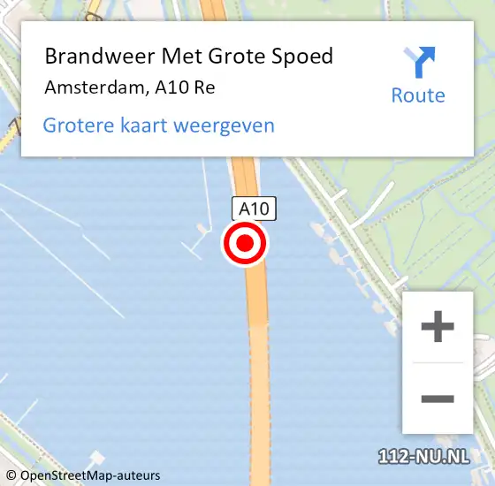 Locatie op kaart van de 112 melding: Brandweer Met Grote Spoed Naar Amsterdam, A10 Re op 8 november 2017 06:55