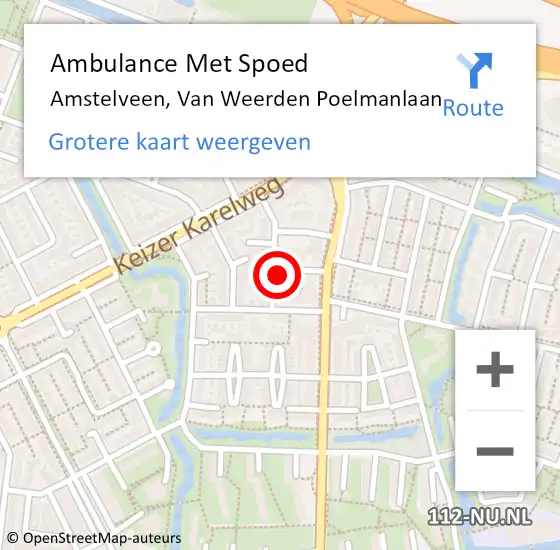 Locatie op kaart van de 112 melding: Ambulance Met Spoed Naar Amstelveen, Van Weerden Poelmanlaan op 8 november 2017 07:34