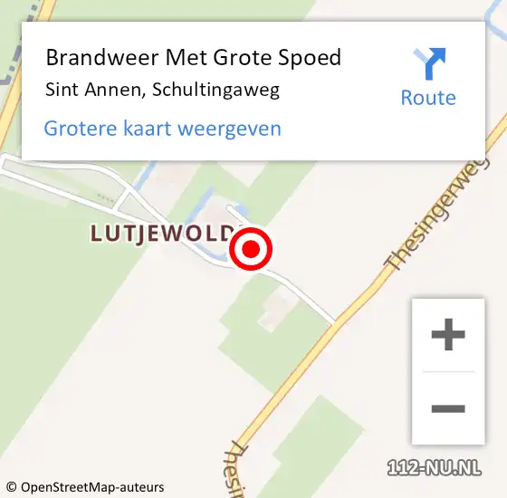 Locatie op kaart van de 112 melding: Brandweer Met Grote Spoed Naar Sint Annen, Schultingaweg op 8 november 2017 08:08