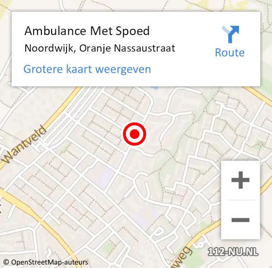 Locatie op kaart van de 112 melding: Ambulance Met Spoed Naar Noordwijk, Oranje Nassaustraat op 8 november 2017 09:37