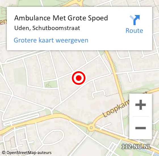 Locatie op kaart van de 112 melding: Ambulance Met Grote Spoed Naar Uden, Schutboomstraat op 8 november 2017 09:42