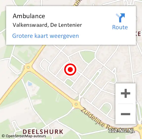 Locatie op kaart van de 112 melding: Ambulance Valkenswaard, De Lentenier op 8 november 2017 09:47