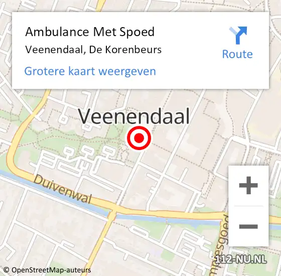 Locatie op kaart van de 112 melding: Ambulance Met Spoed Naar Veenendaal, De Korenbeurs op 8 november 2017 09:51