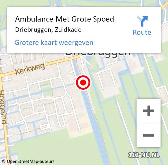 Locatie op kaart van de 112 melding: Ambulance Met Grote Spoed Naar Driebruggen, Zuidkade op 8 november 2017 10:04