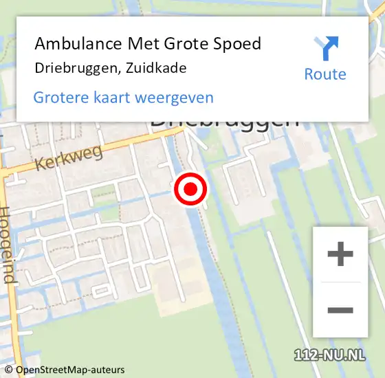 Locatie op kaart van de 112 melding: Ambulance Met Grote Spoed Naar Driebruggen, Zuidkade op 8 november 2017 10:07