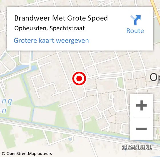 Locatie op kaart van de 112 melding: Brandweer Met Grote Spoed Naar Opheusden, Spechtstraat op 8 november 2017 10:53