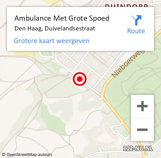 Locatie op kaart van de 112 melding: Ambulance Met Grote Spoed Naar Den Haag, Duivelandsestraat op 8 november 2017 10:57