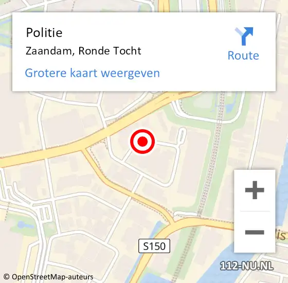 Locatie op kaart van de 112 melding: Politie Zaandam, Ronde Tocht op 8 november 2017 11:02