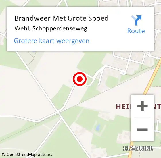 Locatie op kaart van de 112 melding: Brandweer Met Grote Spoed Naar Wehl, Schopperdenseweg op 8 november 2017 11:46