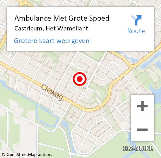 Locatie op kaart van de 112 melding: Ambulance Met Grote Spoed Naar Castricum, Het Wamellant op 8 november 2017 11:50