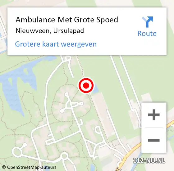 Locatie op kaart van de 112 melding: Ambulance Met Grote Spoed Naar Nieuwveen, Ursulapad op 8 november 2017 12:03
