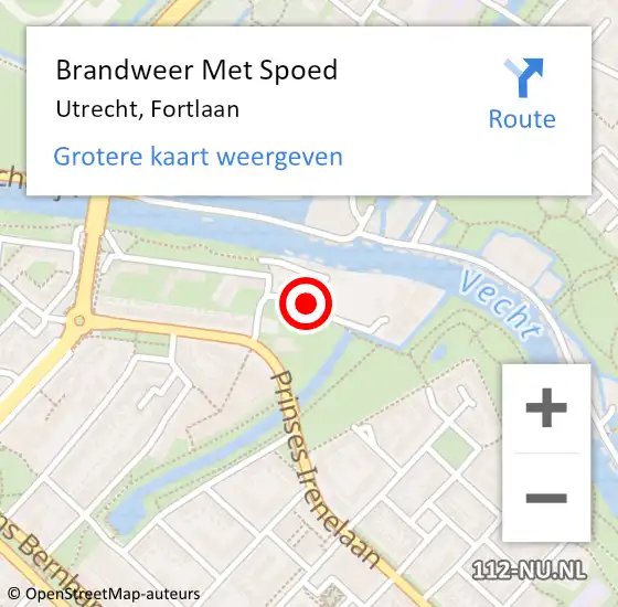 Locatie op kaart van de 112 melding: Brandweer Met Spoed Naar Utrecht, Fortlaan op 8 november 2017 12:09