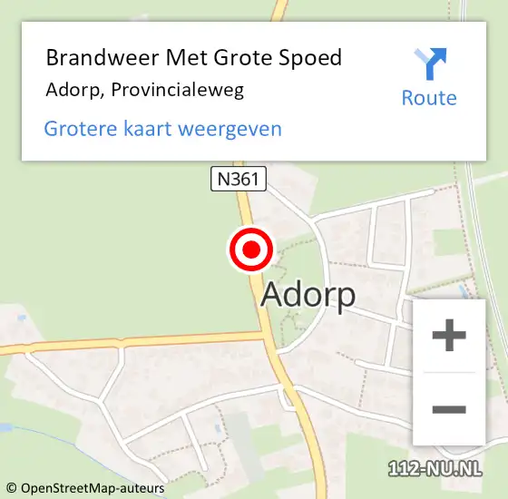 Locatie op kaart van de 112 melding: Brandweer Met Grote Spoed Naar Adorp, Provincialeweg op 8 november 2017 13:30